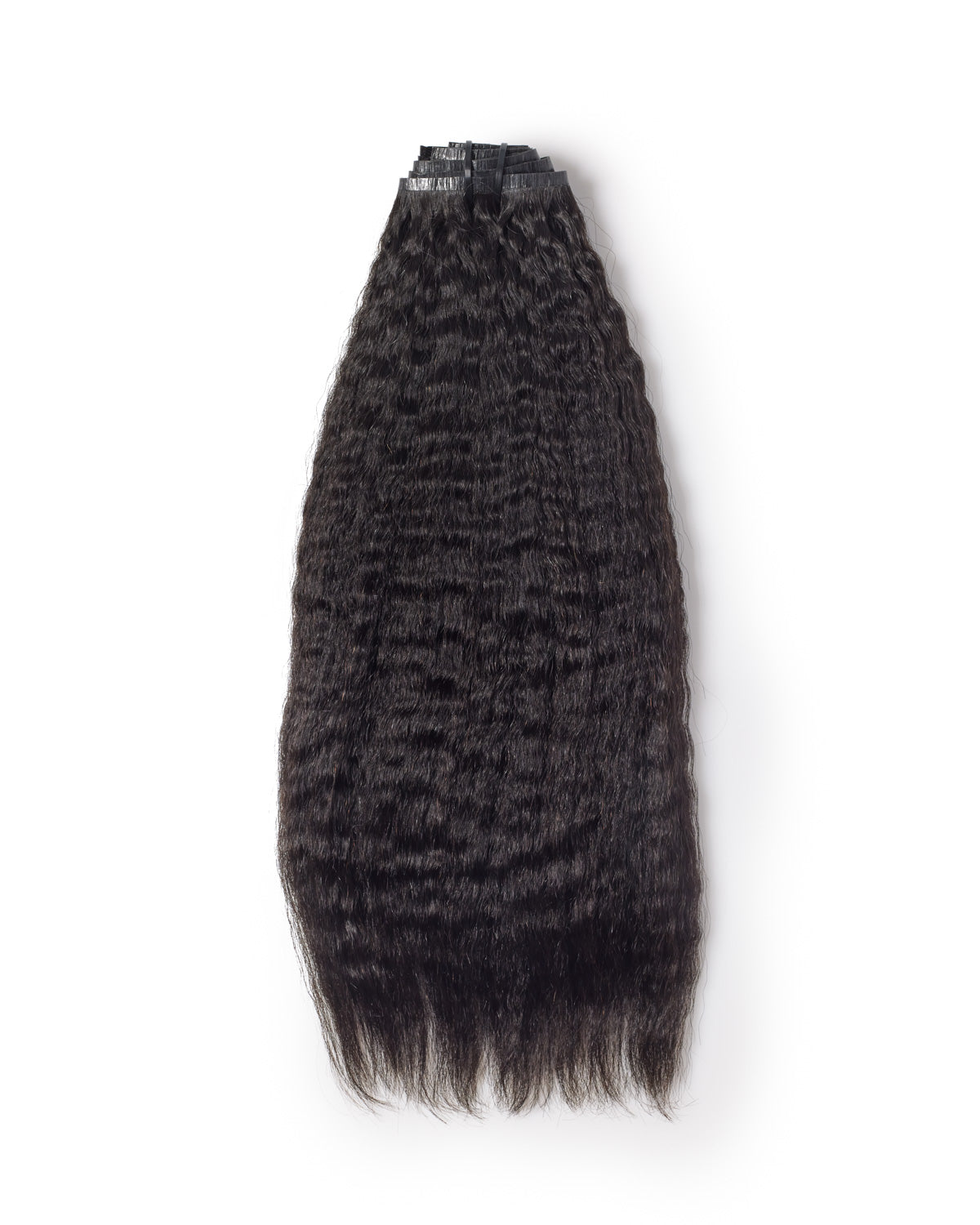 Top view flat lay of Go Sleek’s Seamless Kinky Straight Clip-In