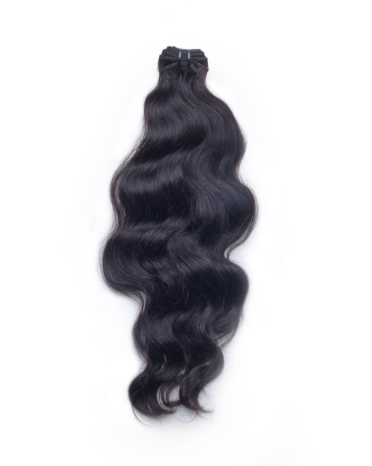 Go Sleek Burmese Body Wave hair bundle in natural black, displayed on a white background with defined S-shaped waves and soft shine.