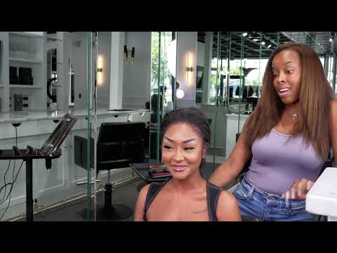 Tutorial video showing the step-by-step installation of “Venus” Body Wave Seamless Clip-In Hair Extensions on short hair, with a woman demonstrating how to blend and style the extensions for a natural, voluminous look.