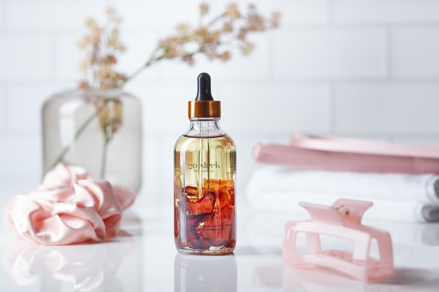Suero para el cabello con aceite de rosas